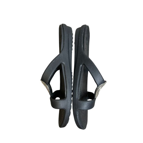 Crocs Sanrah Black Beveled Circle Flat Slide Sandal Women Size 8 Discontinued - Picture 10 of 12